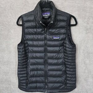 Patagonia Womens Down Sweater Vest Medium Black Lightweight Packable Puffer